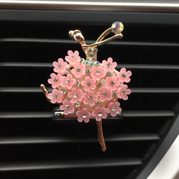 

car air vent decoration car interior aceesories rhinestone ballet girl air freshener clip with fragrance cotton pads