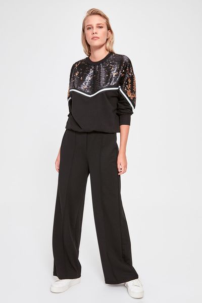 

trendyol flare knitting pants twoaw20pl0219, Black;white