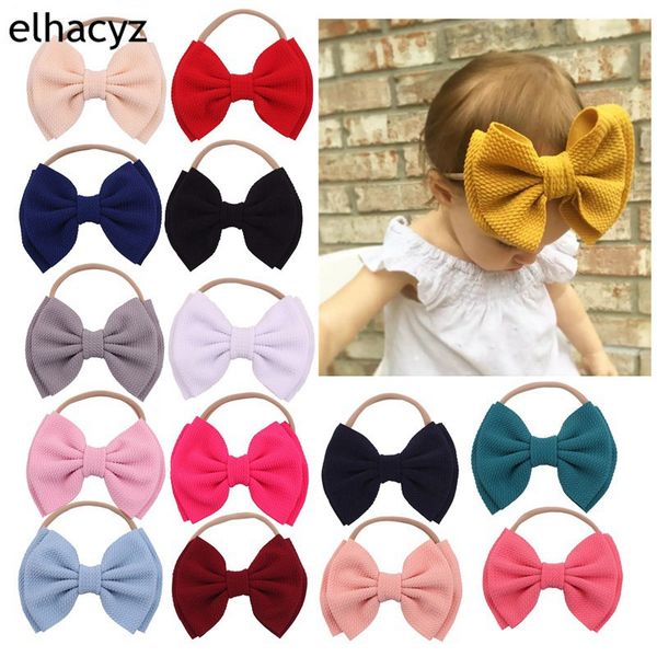 

10pcs/lot  colors 6" big solid waffle hair bow headband diy elastic nylon hairbands fashion spring p pro hair accessories, Slivery;white