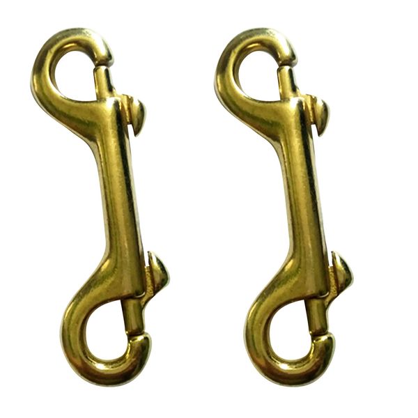 

2 pieces double end bolt trigger clip snap hook key chain heavy duty brass 3-1/2