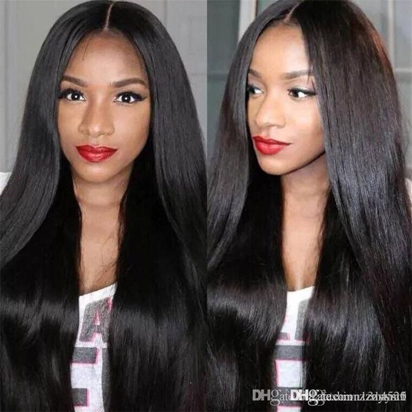 

синтетический парик шелковые волосы прямой парик с челкой прямые волосы стиль синтетический парик для женщин быстрая доставка, Black