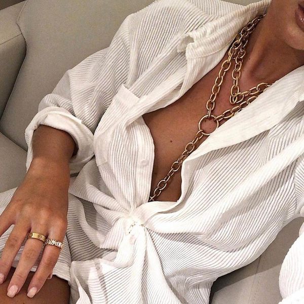 

kmvexo punk gothic lock chain chokers collares 2019 statement metal hip hop rock long tassel pendant necklaces women men jewelry, Silver