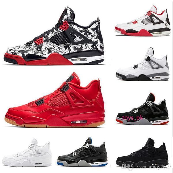 

singles 4 tattoo day 4s men basketball shoes pure money premium black cat white cement bred fire red alternate sports shoes sneakers 41-47