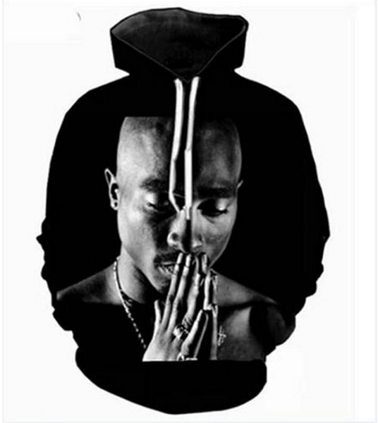 

new fashion sweatshirt men / women 3d hoodies print 2pac tupac slim stylish hooded hoodies lms080, Black