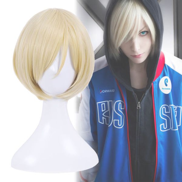 Kurapika Cosplay Wig Yuri Plisetsky Hair Short Blonde Staight Mens