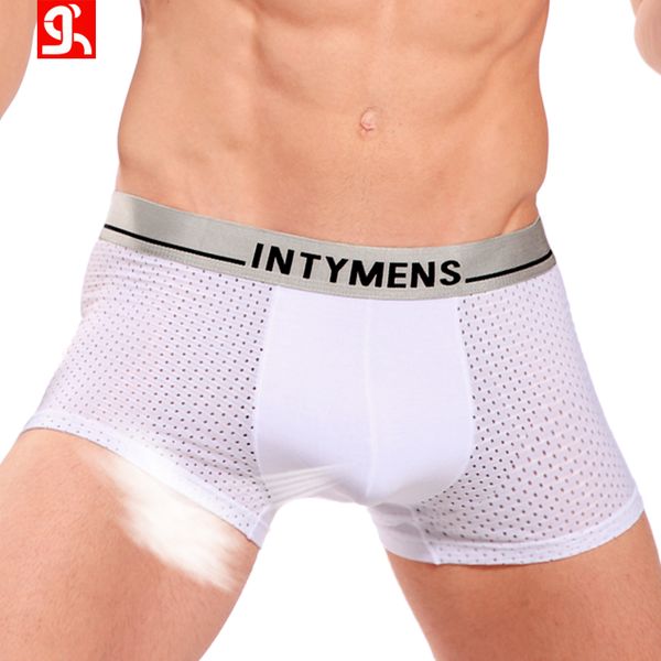 

intymens boxershorts mesh qucik-dry men underwear men boxers breathable mens slip cueca male underpant underwear boxers, Black;white