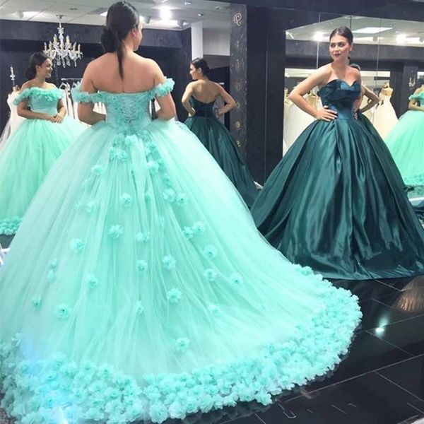 

princess mint green quinceanera dresses off shoulders backless sweet 16 ages long girls prom party pageant gown plus size custom made, Blue;red