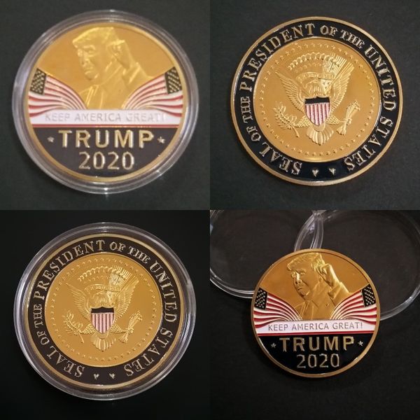 

two sides 2020 trump keep america great souvenir coining metal coins nation flags inkjet printing commemorative coin 3 5fy l1
