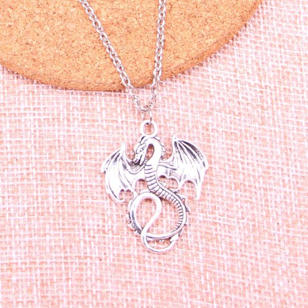

new fashion antique silver pendants 34*26mm dragon loong necklace handmade necklace gift