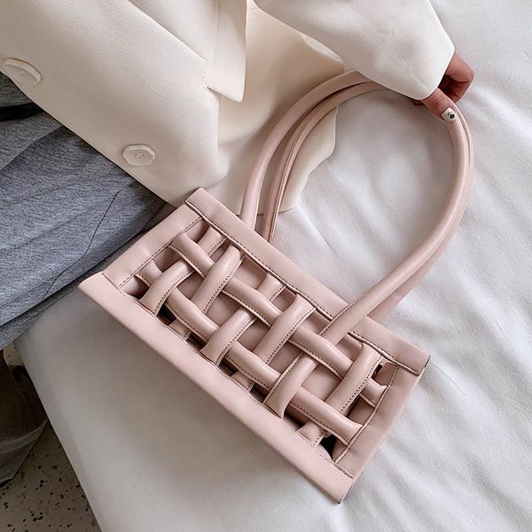 

waffle pu leather shoulder bags for women 2020 small handbags female candy color hand bag lady travel fashion handbag