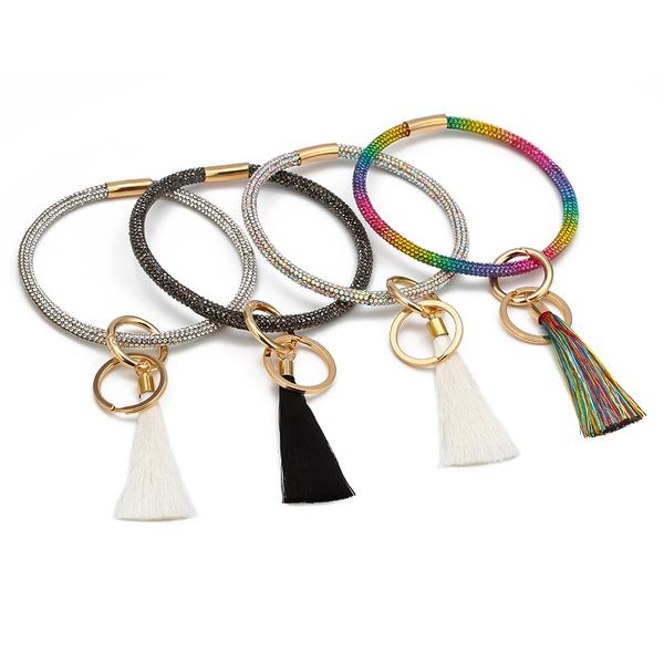 

yishan new 1pcs colorful bangle plastic flexible two styles tassel bracelet for women men ey6715, Black