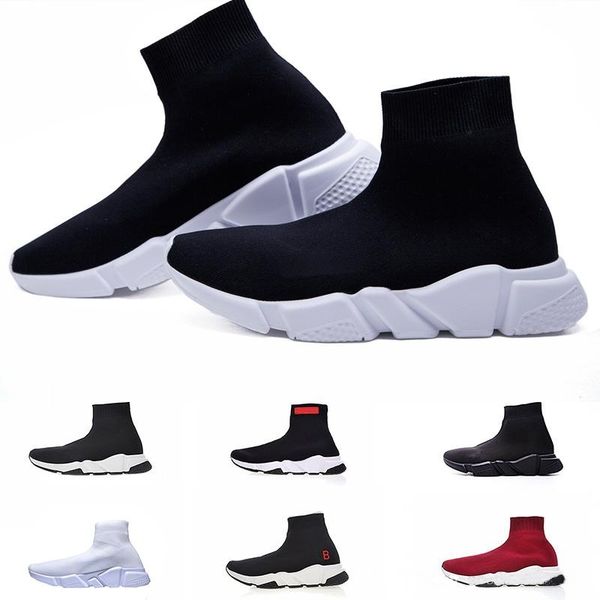 

balenciaga Paris scarpe Luxury Brand 2019 Sock Shoes Triple S Sneakers Speed Flat Fashion Women Mens Black Red paris Casual Socks Zapatillas boots 36
