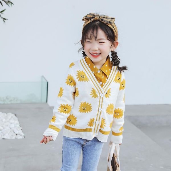 

2018 new ins children sweaters girls cardigans 1-7 years girls sweaters, Blue