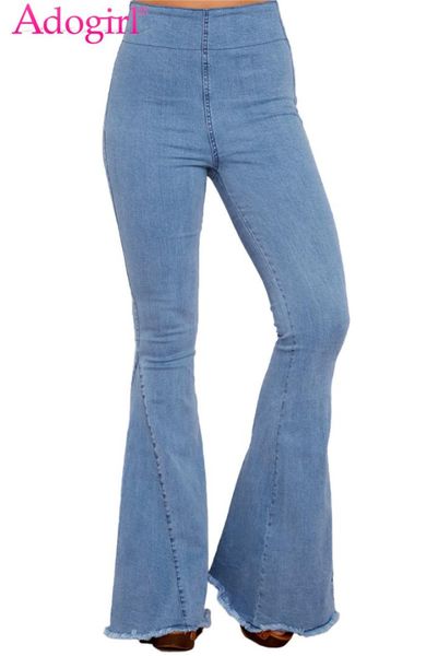 

adogirl women blue flare jeans pants fashion casual high waist skinny boot cut pants female denim trousers office lady work wear, Black;white