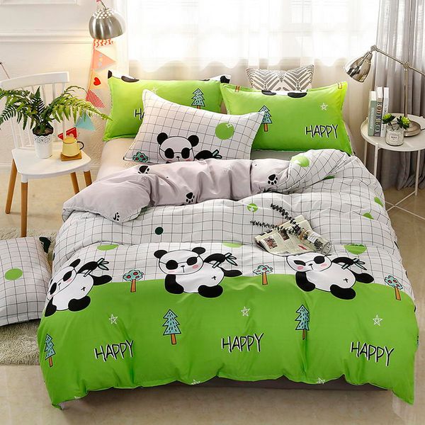 

cartoon panda 3/4 pcs comforter bedding sets super king polyester bed linings duvet cover bed sheet pillowcases cover set