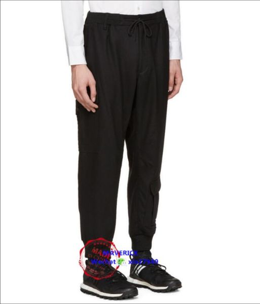 

new 2018 men's clothing bigbang hair stylist fashion personality multi pocket overalls knitted jogger pants costumes 27-44, Black