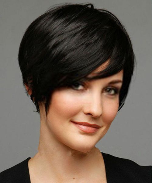 Elegant Sexy Women Black Natural Straight Short Hair Lady