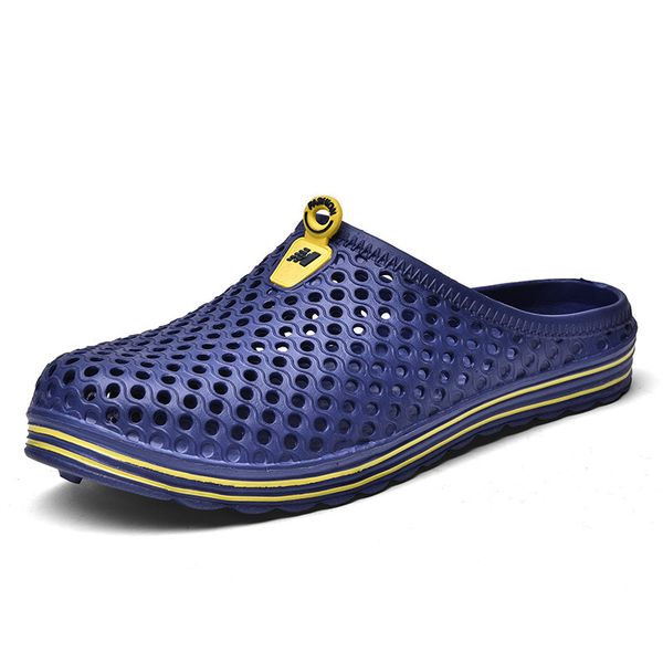 

summer beach slippers men's new style fashion lovers slippers porous shoes soft bottom is comfortable and hollow out lazy slippe, Black