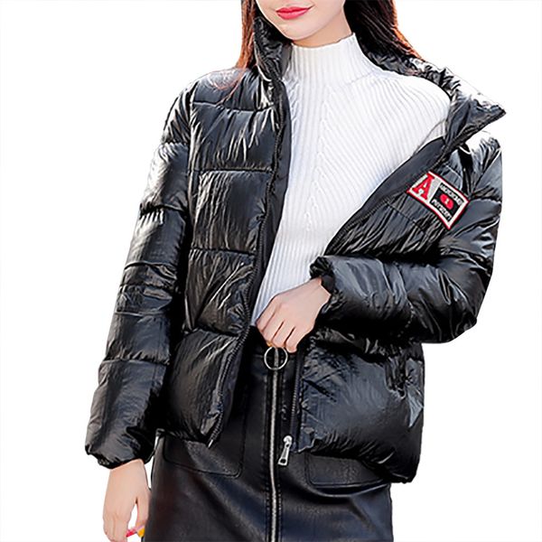 

jaycosin short bright face thick cotton jacket warm casual fashion warm jacket new daily autumn winter trend waterproof coat, Black