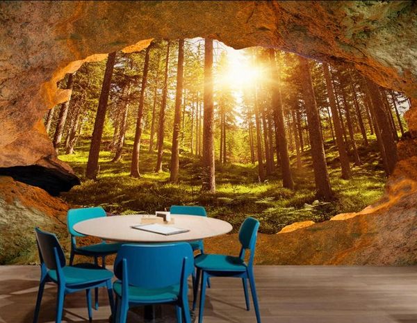 

фотообои обоев каменной стены леса леса 3d трехмерное большой фон стены