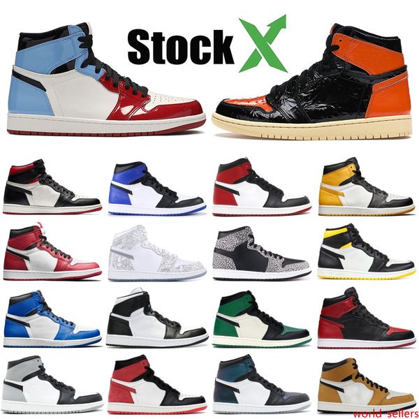 

2020 1s мужская баскетбольная обувь запрещена черный золотой носок белый выведенный хамелеон чикагская игра королевская дань уважения дому б