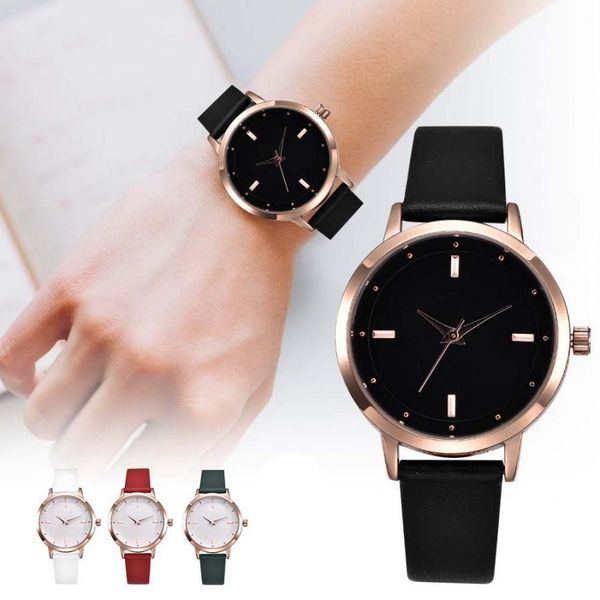 

female pu leather strap 3atm waterproof quartz watch gift men women wrist watch quality business casual for lady gift c, Slivery;brown