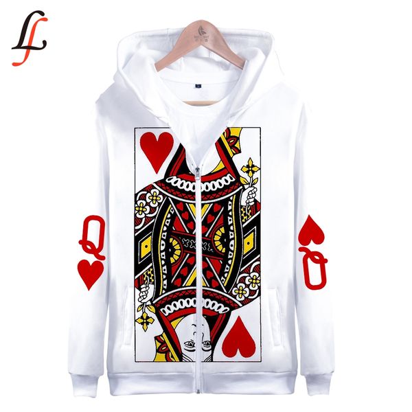 

poker 3d k zipper up hoodies sweatshirts sweatshirt harajuku casual pullover streetwear moletom 2019, Black