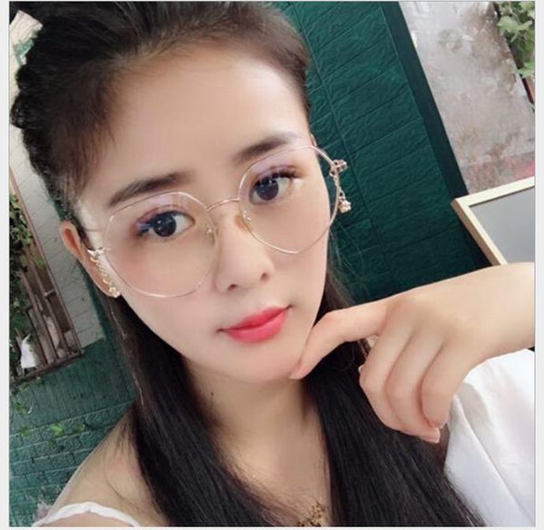 

polygonal irregular flat mirror tide dropping frame myopic glass frame, White;black