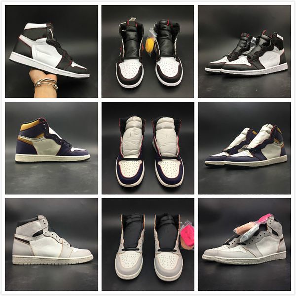 

2019 New Defiant SB x 1 High OG Light Bone Court Purple Tour Yellow Basketball Shoes for Men Top Quality Sports Sneakers