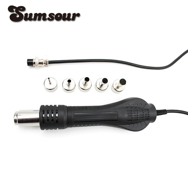 

new 8-holes air desoldering gun handle soldering for 858 8858d 878a 878 heat rework gun solder station repair + 5pcs nozzles