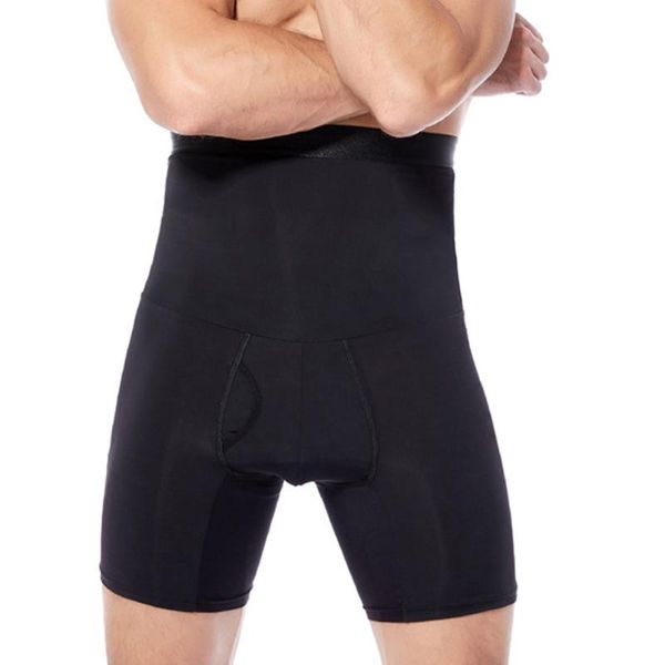 

животик контроль нижнее белье трусы пояс боксер похудение мужчины body shaper тренер фитнес бесшовные шорты моделирование высокой талией жив, Black;brown