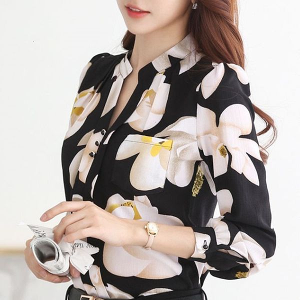 

ladies designer womens blouses new autumn fashion v neck chiffon slim chiffon blouse office work wear shirts women blusas, White