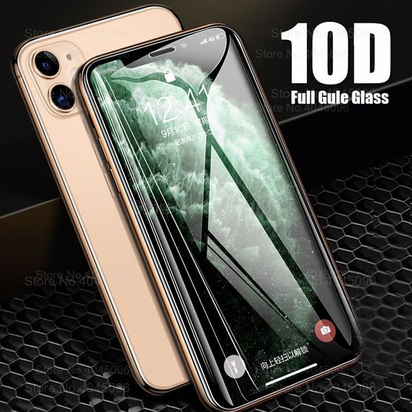

10d protective glass on for apple iphone 11 pro max x xr xs max screen protector armor aiphone 11pro 11 promax x s r tremp glass