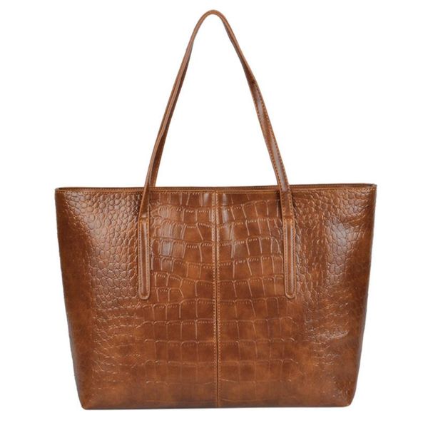 

women solid color zipper alligator pattern shoulder bag exquisite girls casual original handbag elegant ladies fashion tote bag