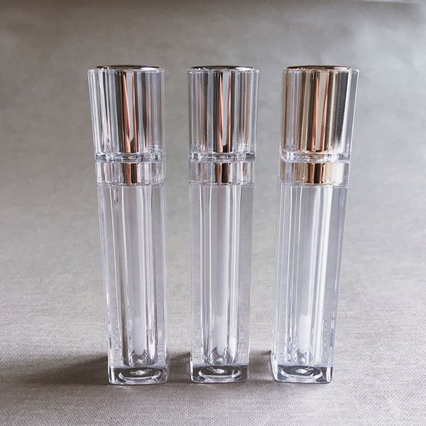 

2020 new 8ml gold empty lipgloss tubes square clear lip gloss tube liquid lipgloss refillable bottles plastic lip gloss packaging containers