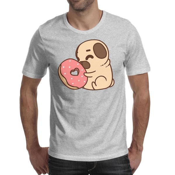 

men's pug puppy bulldog boston terrier donuts fashion t-shirts design sports cotton shirts humor short sleeve t-shirt my friwnd is, White;black
