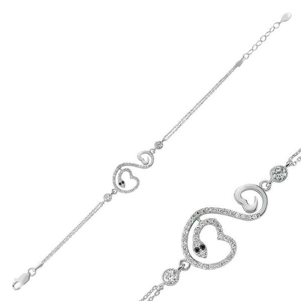 

merve сердца стерлингового серебра snake lady браслет, Golden;silver
