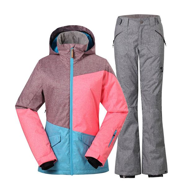 

women's gsou snow suit wear winter outdoor sports snowboarding sets waterproof windproof skiing costumes ski jackets + snow pant