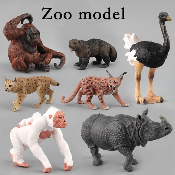 

зоопарк мини дикие животные фигурки набор статуэтки детские игрушки кабан страус orangutan животной модели игрушки