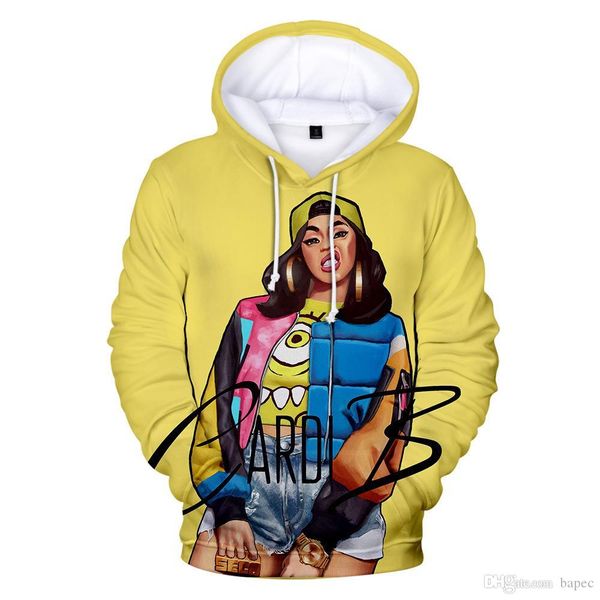 

cardi b 3d печати пара толстовки мужские женщин конструктора толстовки зимняя одежда с капюшоном мода повседневная одежда, Black