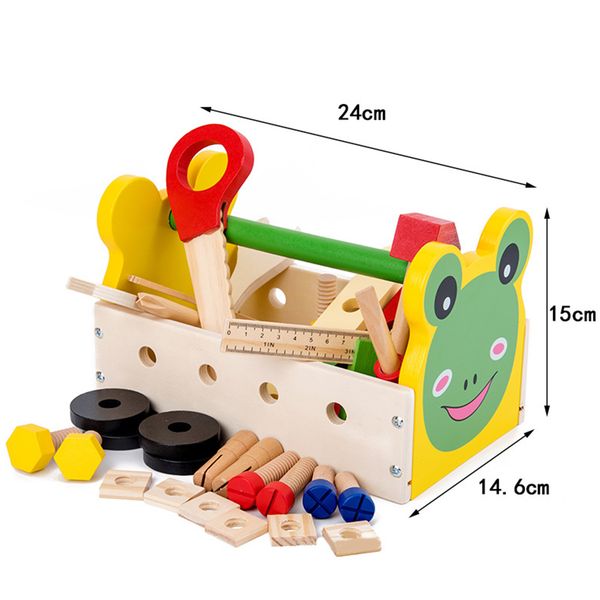 

37pcs wooden construction tool kit assembly toolbox building pretend play tool toys set for children kids for kids - yellow