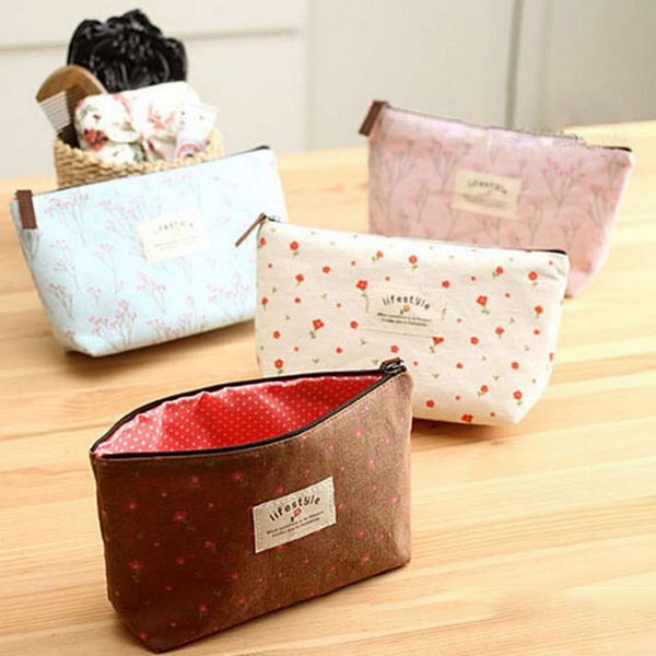 

fashion girl's cosmetic bag women travel min bag toiletry make up pouch purse pastoral style pencil case