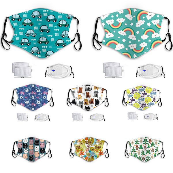 

kid cartoon mask pm2.5 anti-fog haze dust protection washable hanging ear type baby mask cat dinosaurs dog stars panda face masks