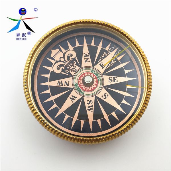 

2017 new outdoor camping hiking portable brass pocket golden compass navigation