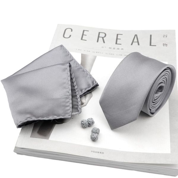

fashion 3pc men's tie sets polyester solid necktie colorful handkerchiefs braided wire buckle cuff link for daily suit, Blue;purple