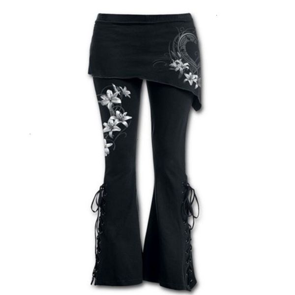 

designer leggings women pants women brand plus size midweight fashion flower printed bandage stretch large 4 5 pants cotton pants, Black;white