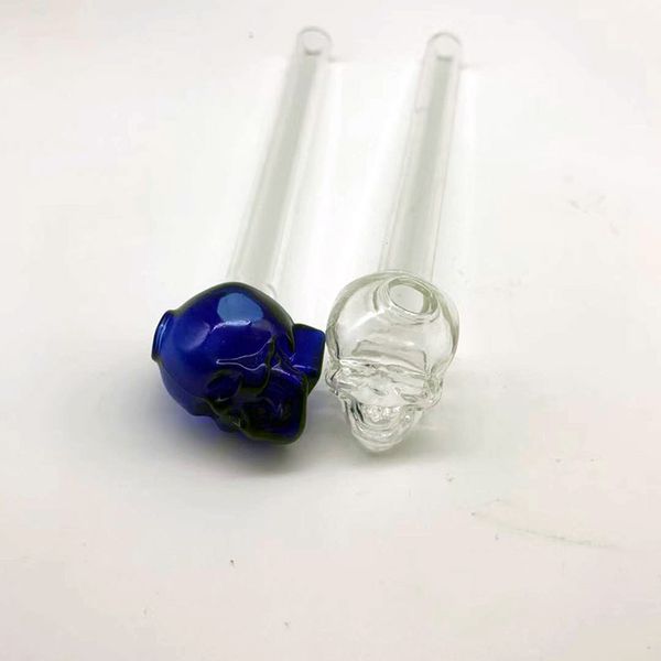 Nuovi tubi per bruciatore di olio di vetro per fumare 5,5 pollici Colorful Pyrex Skull Glass Burner Hand Pipe Bong Bubblers