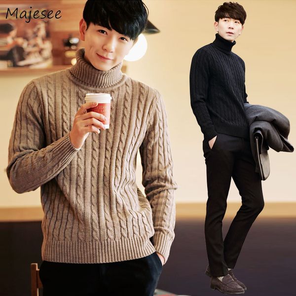 

sweaters men turtleneck striped simple soft warm all-match korean style leisure daily sweater mens knitting streetwear clothing, White;black