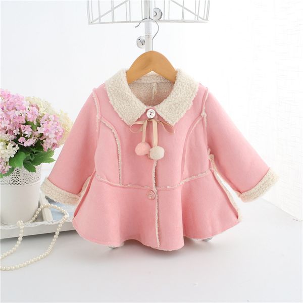 

winter clothes pink suede girls coat baby wear faux fur children jacket invierno for 0~2 age toddler coat, Blue;gray