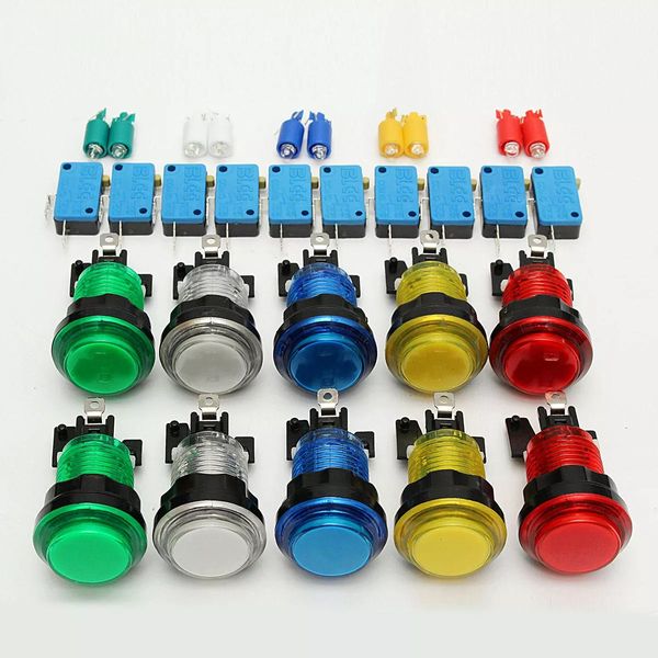 10шт светодиодная подсветка полноцветные кнопки переключения для аркадных DIY частей JAMMA